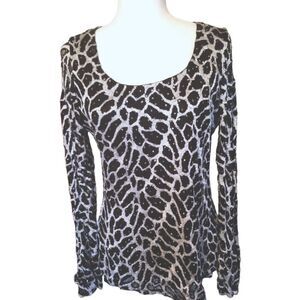 #12 INC International Concepts Metallic Lace Top Black Silver EUC SZ L